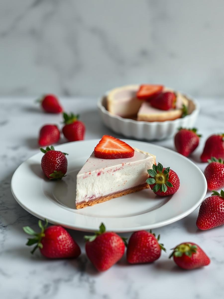 Cheesecake saludable con fresas frescas
